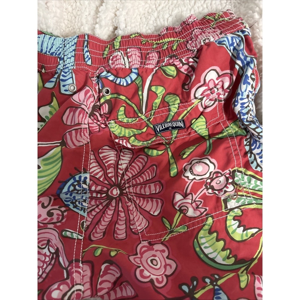 Vilebrequin Medium Floral Elephant Swim Trunks Shorts Bahama Red Blue Green View 6